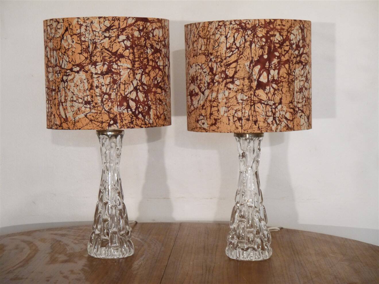 Pair of crystal lamps model RD477 by Carl Fagerlund