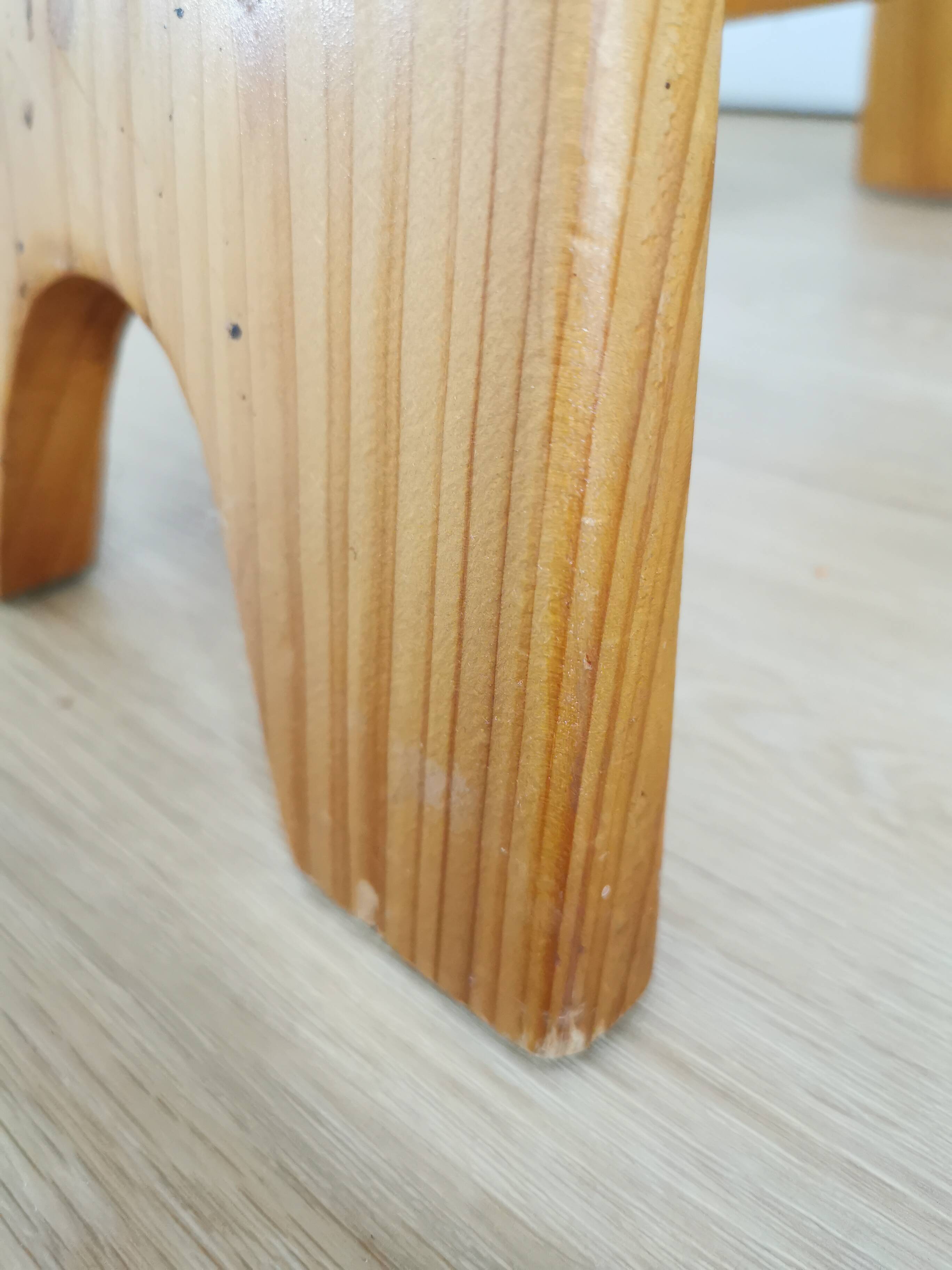 Vintage Hand-Painted Wooden Footstool: Yugoslavian Folk Art Decor