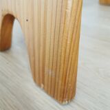 Vintage Hand-Painted Wooden Footstool: Yugoslavian Folk Art Decor