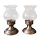 Pair of photophores candlesticks in tin and glass