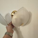 Pair of double wall sconces, gold leaf, shell, Hollywood Regency