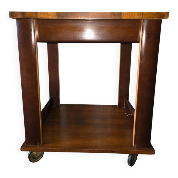 Table d’appoint / desserte Art déco en bois sur roulettes
