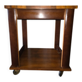 Art Deco wooden side table / serving trolley on wheels