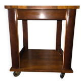 Art Deco wooden side table / serving trolley on wheels