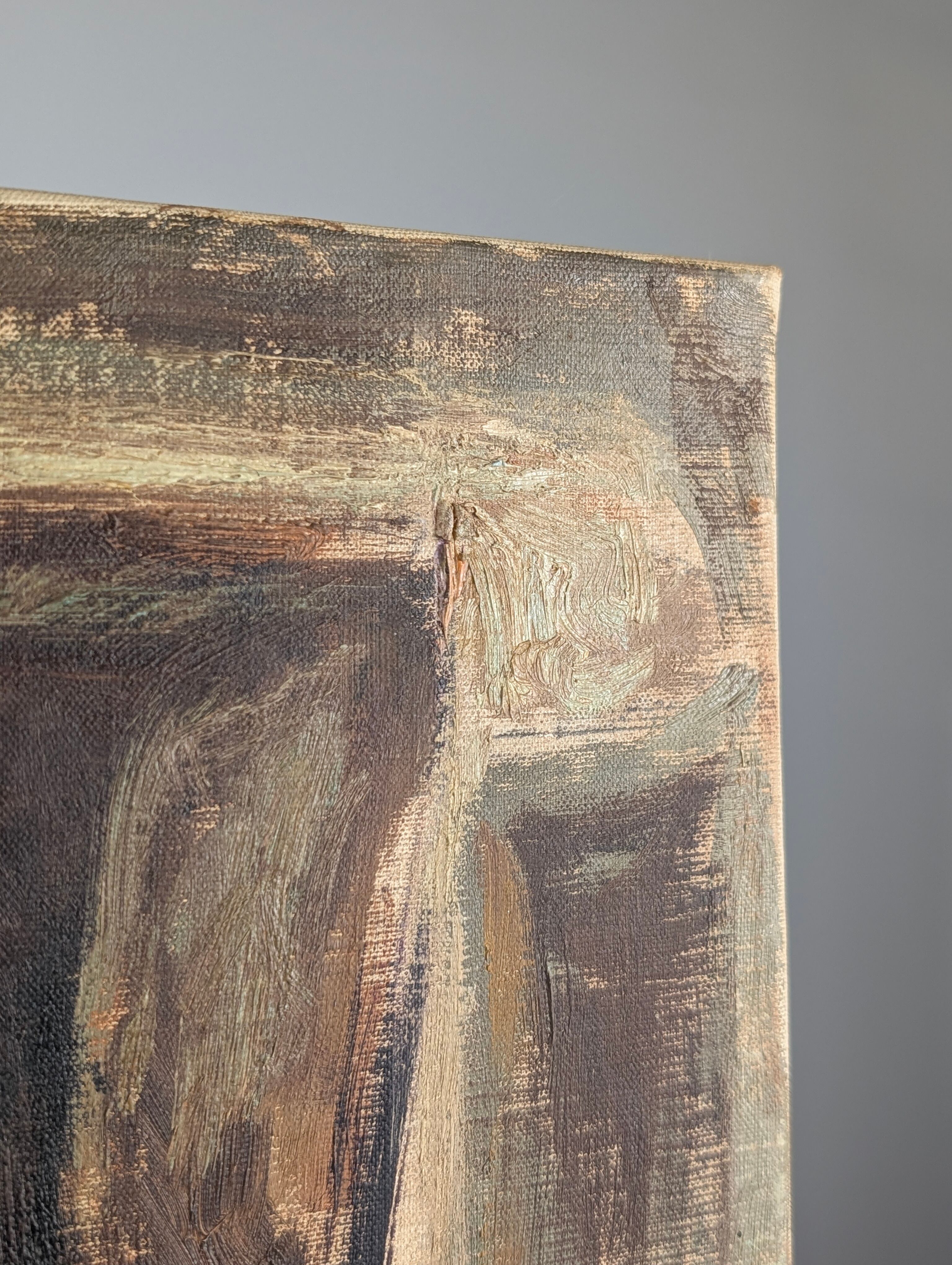 Cubist expressionist portrait in oil by Calvo Carrión 1970s