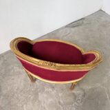 Fauteuil bois doré et velours rouge Louis XVI