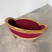 Louis XVI gilt wood and red velvet armchair
