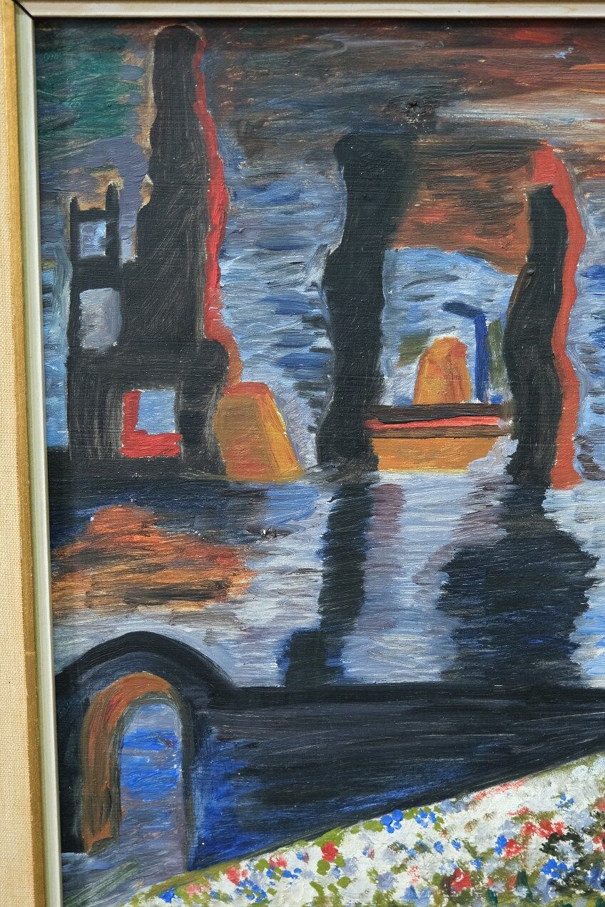 Lennart Hall, Swedish abstract painting, 1960s, Oil on panel, Framed