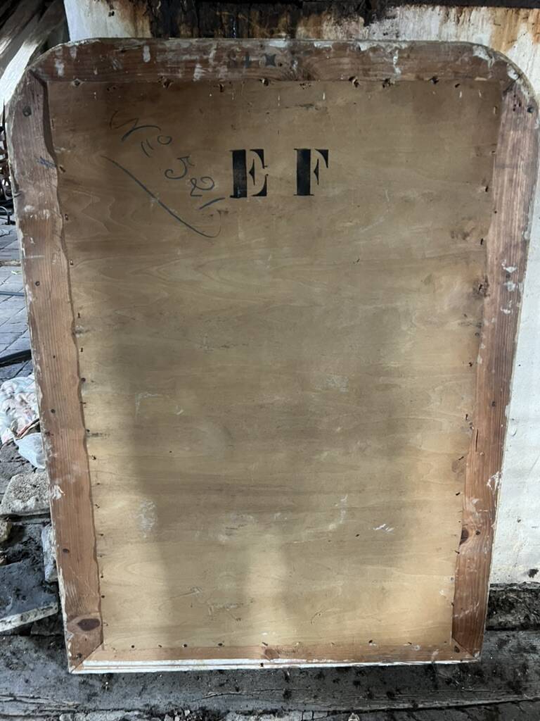 Antique fireplace mirror, gilded stucco frame, 19th century