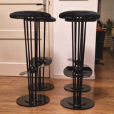 Metal post modern bar stools set of 4, Belgium 1980s