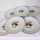 Set of 6 vintage Badonviller porcelain dessert plates