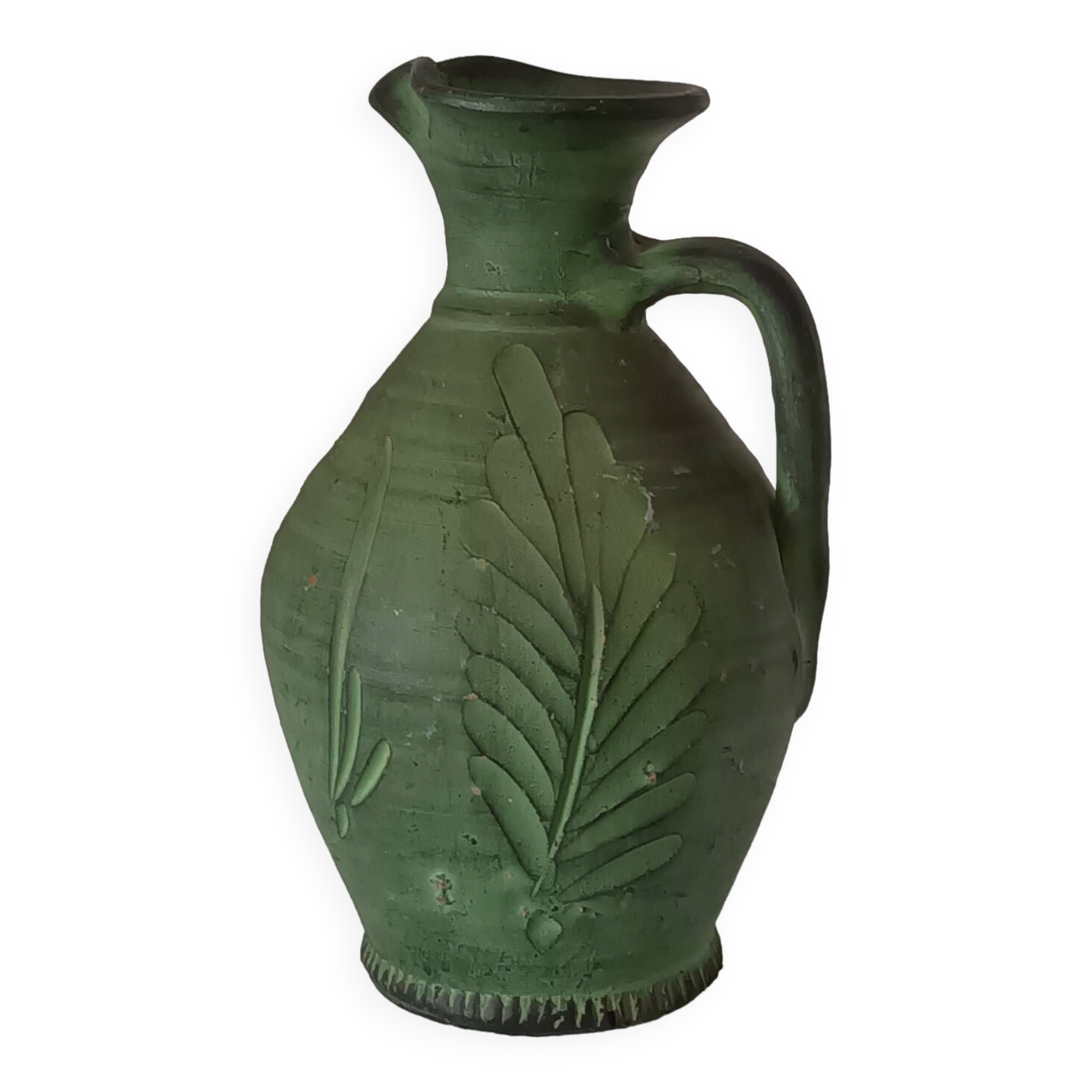 Jug, vase, vintage green ceramic