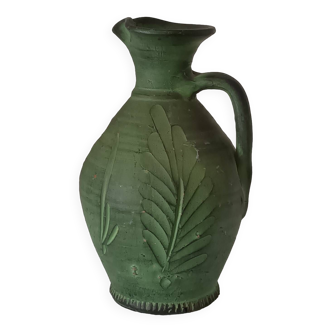 Pitcher, vase, vintage green ceramic