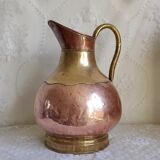 Copper and brass pitcher