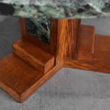 Art Deco Oak and Green Marble Coffee Table, France, 1920