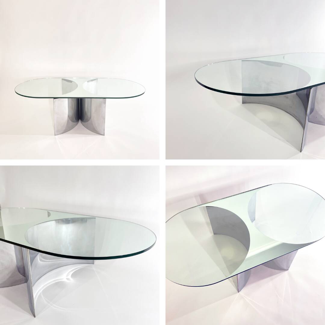Silvered Crystal Coffee Table Jorn Mod. 3102 by G. Raimondi, Italy
