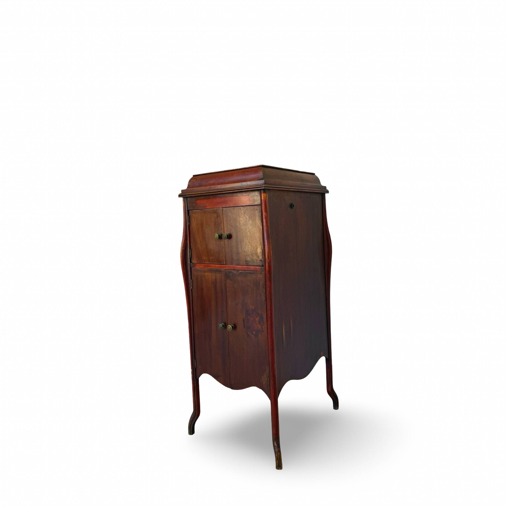 Italian floor-model upright phonograph cabinet, 1900s