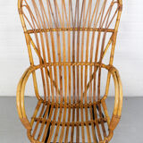 Metal and rattan lounge chair from Rohé Noordwolde, 1960s