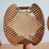 Pair of 1960s French Mid Century wooden table lamps