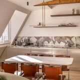 Travertine Rectangle Dining Table, in the Style of 1970 Angelo Mangiarotti