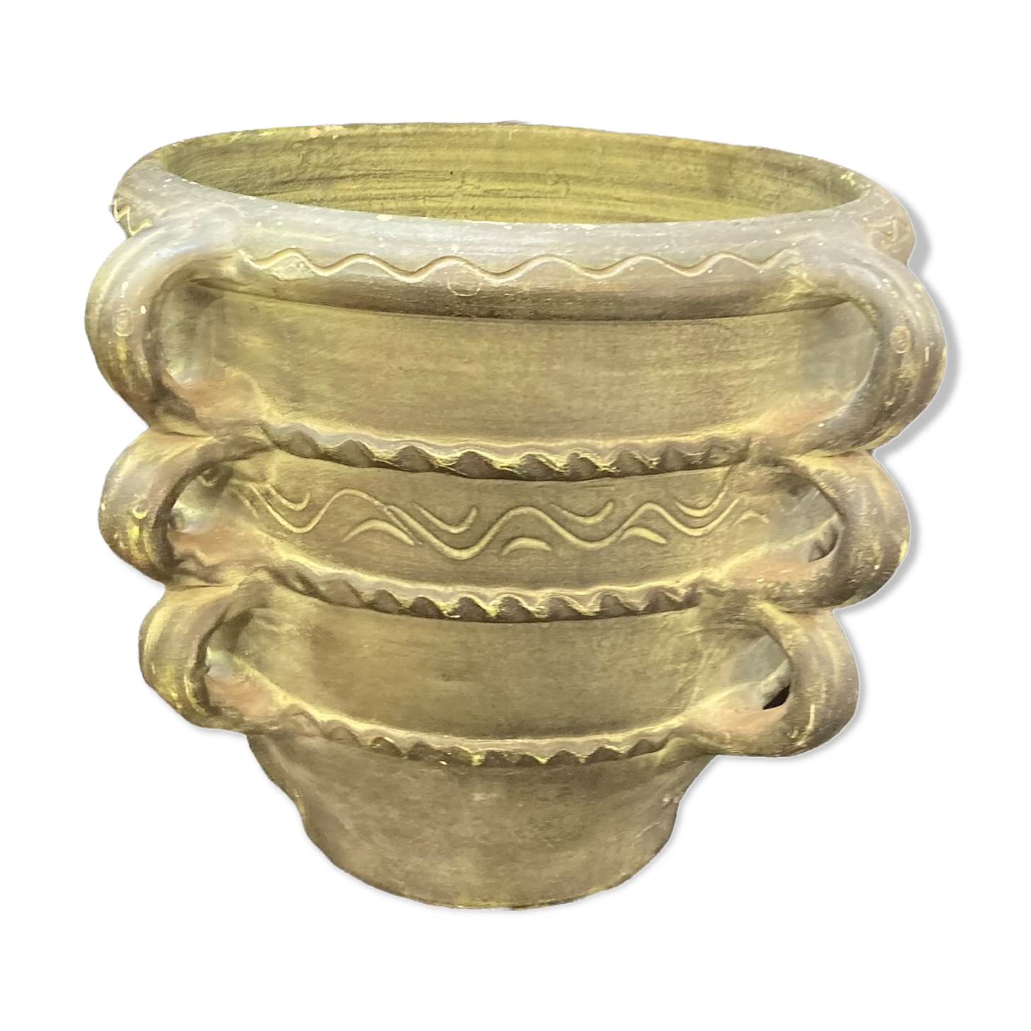 Terracotta pot cache patina bronze