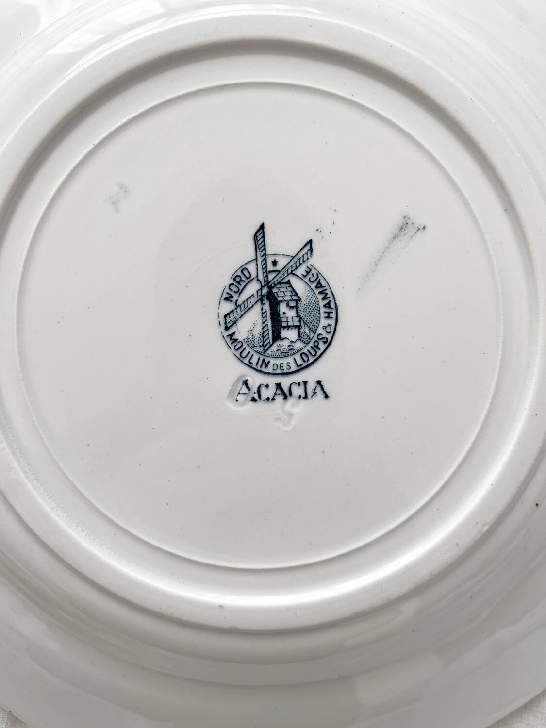 10 assiettes plates en terre de fer « Acacia » Moulin des Loups et Hamage