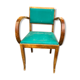 Bridge chair in green skai and beech wood