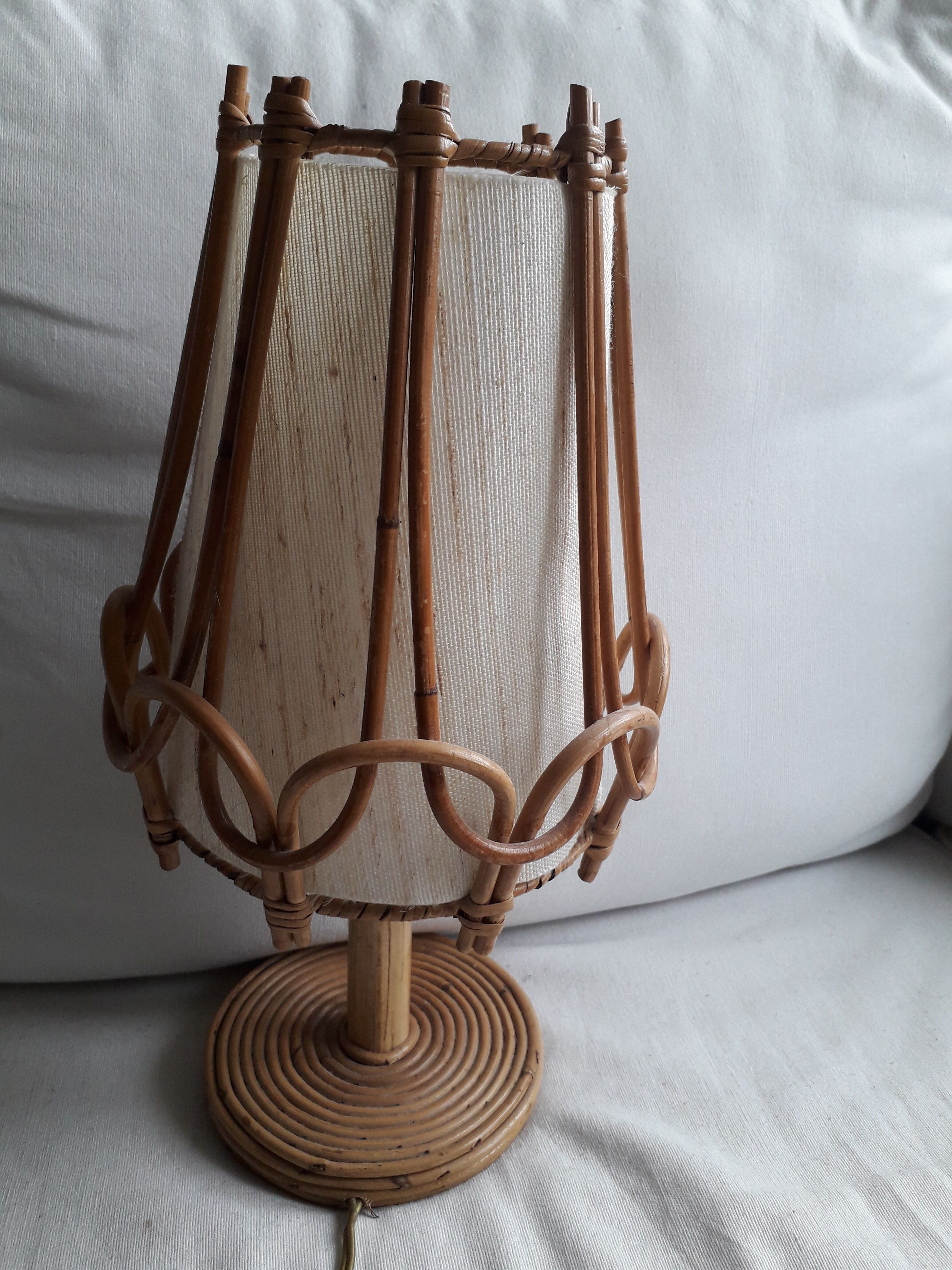 Vintage rattan lamp by Louis Sognot
