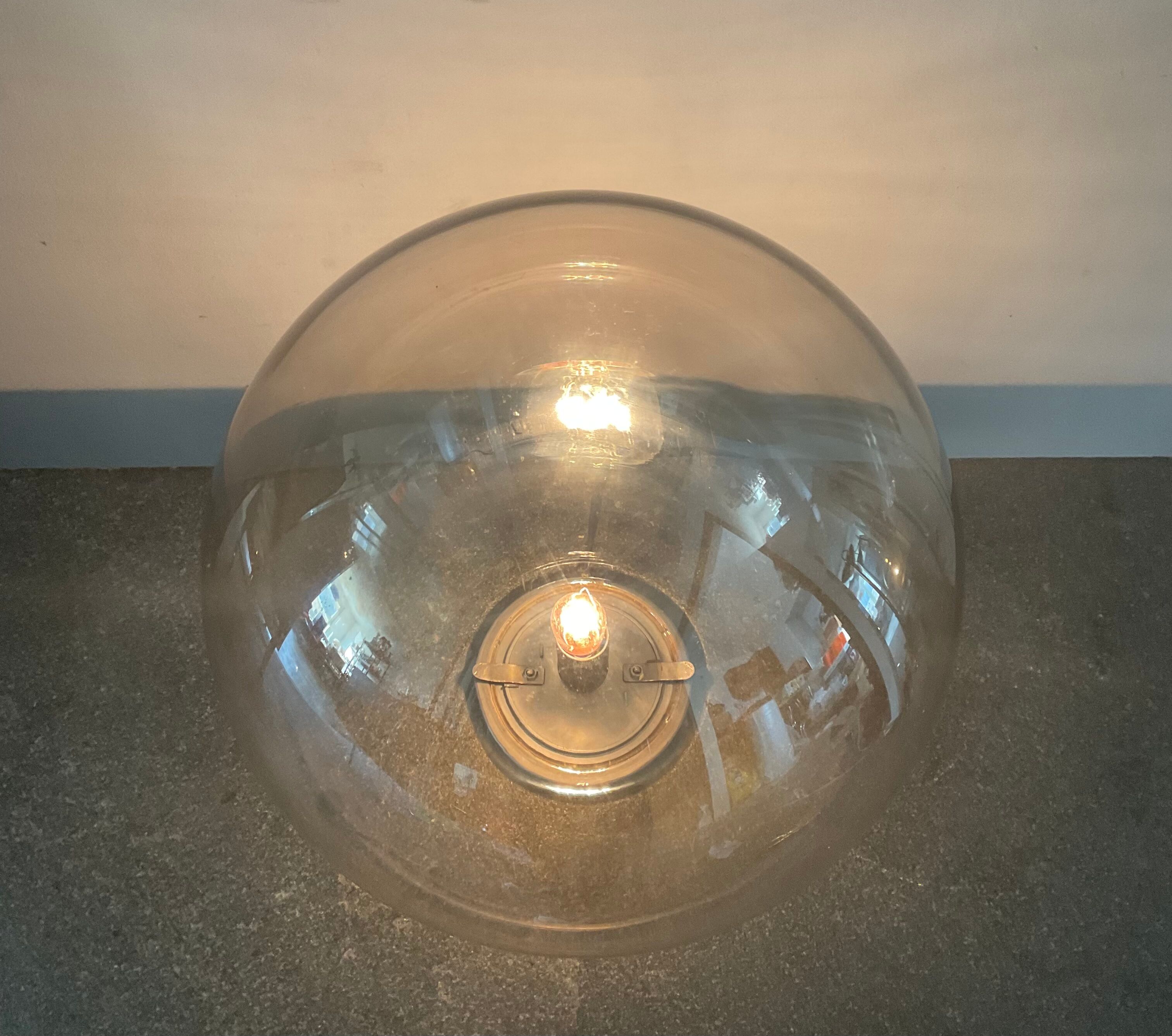 Vintage ball lamp in smoked glass