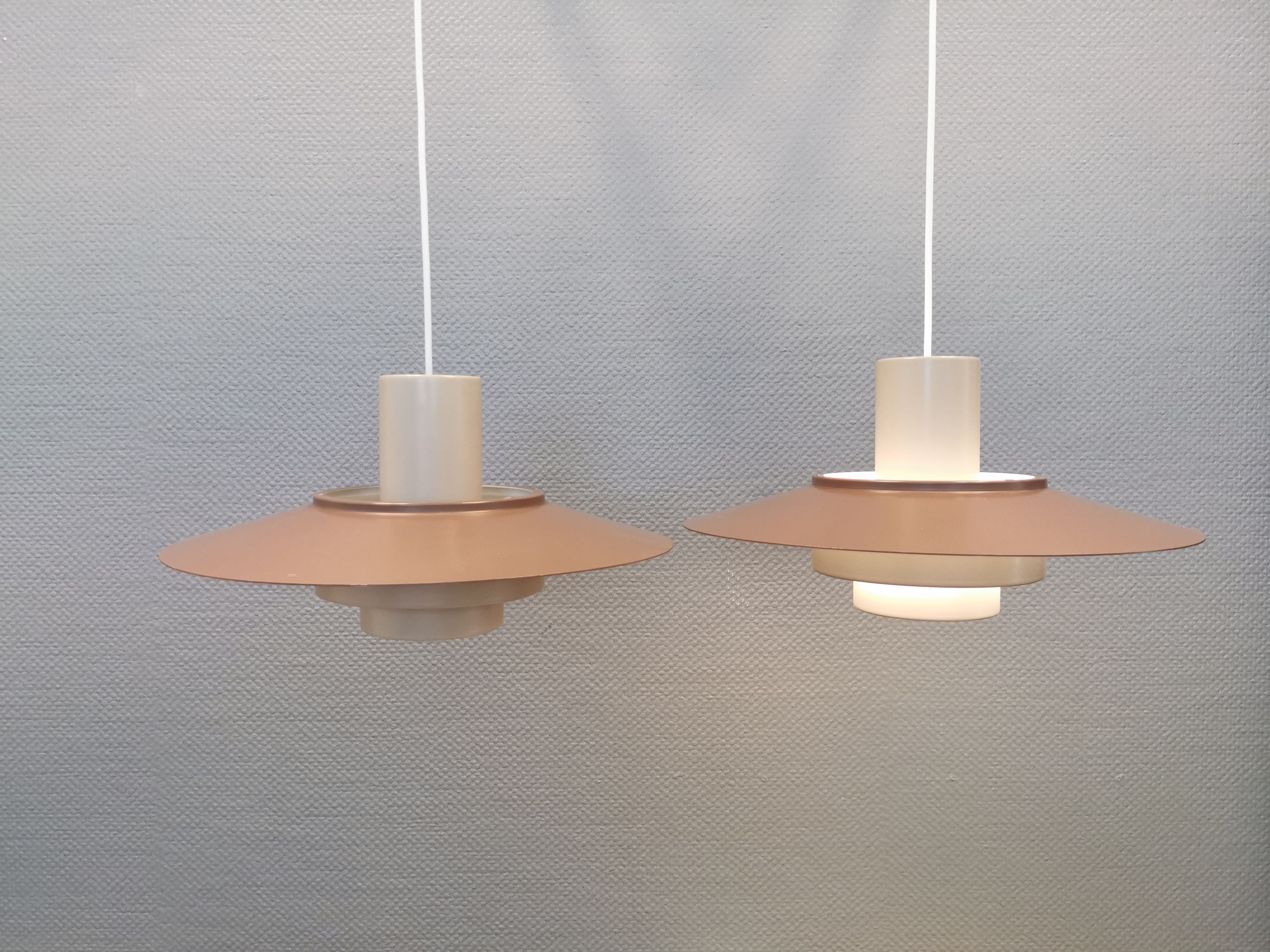Hanging lamps, model Falcon, designed by Andreas Hansen in 1968 for Fog & Mørup Denmark.
