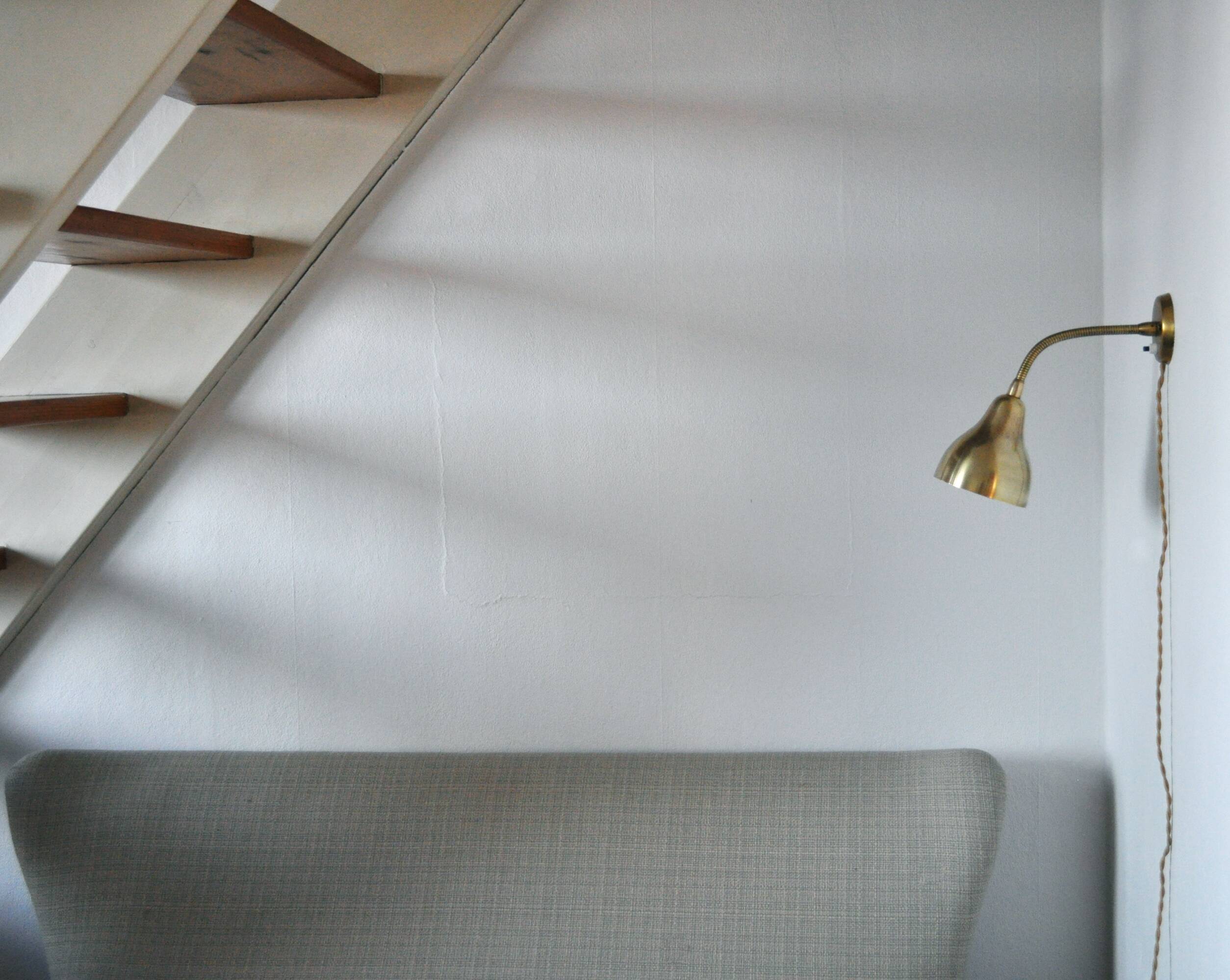 Danish Modern Brass Wall Lamp in the Style of Vilhelm Lauritzen, 1960s