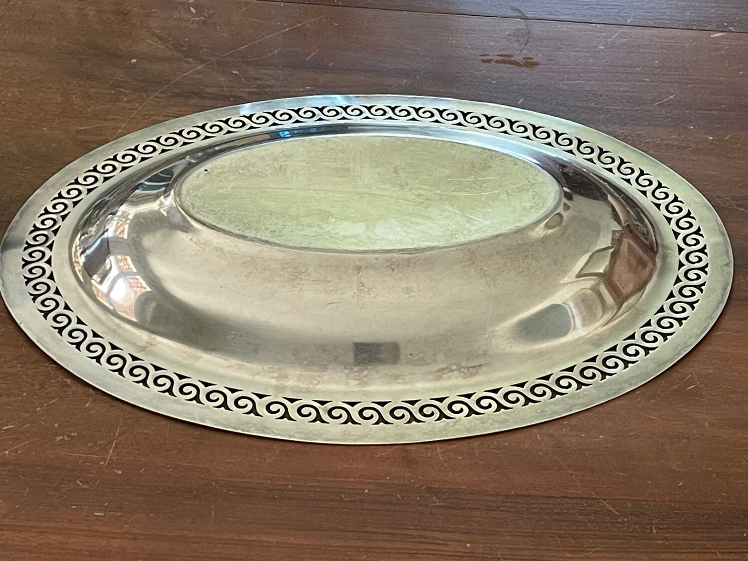 Art Deco silver metal dish