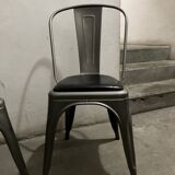 chaise TOLIX  inox et cuir