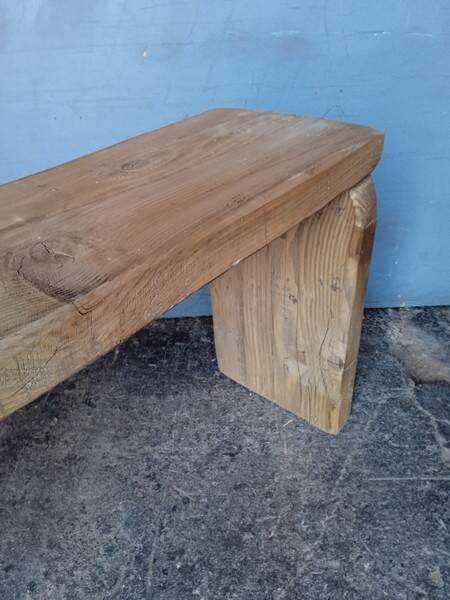Bench 120 cm old solid wood with patina