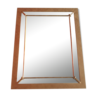 Wall-mounted gilded vintage wrought iron mirror