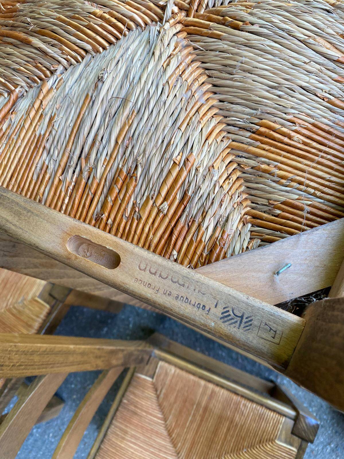 6 Baumann Scandinavian chairs in solid wood and straw