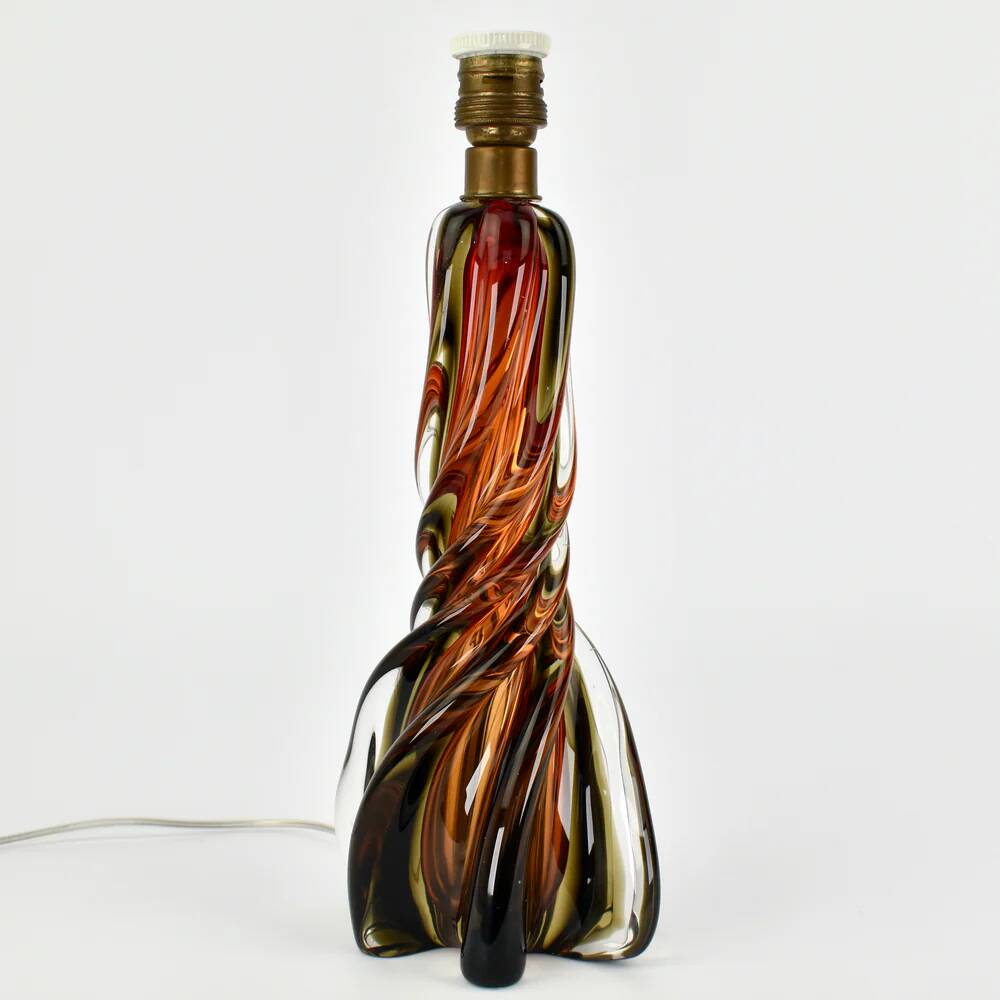 Lampe de table en verre d'uranium Murano, années 1950