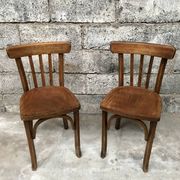 Pair of bistro chairs troquet Parisien in curved wood 1950