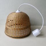 70s woven wicker pendant light