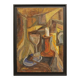 Nature morte cubiste signée - Huile sur panneau