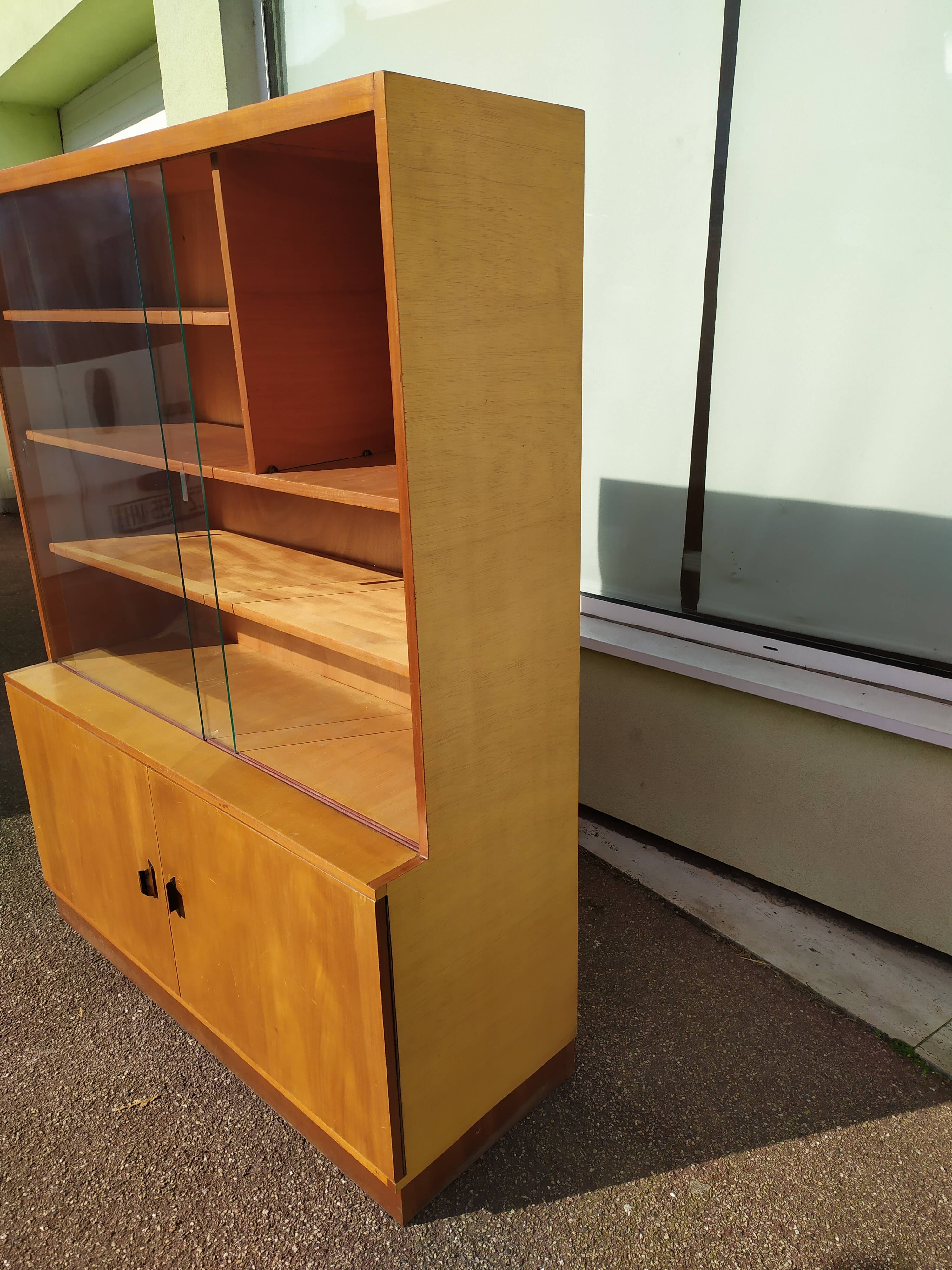 Vintage glass bookcase - Wood