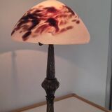 Art nouveau lamp signed Paris Stars 1950 and glass paste