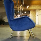 Armchair wingchair shepherdess 50s 60 blue