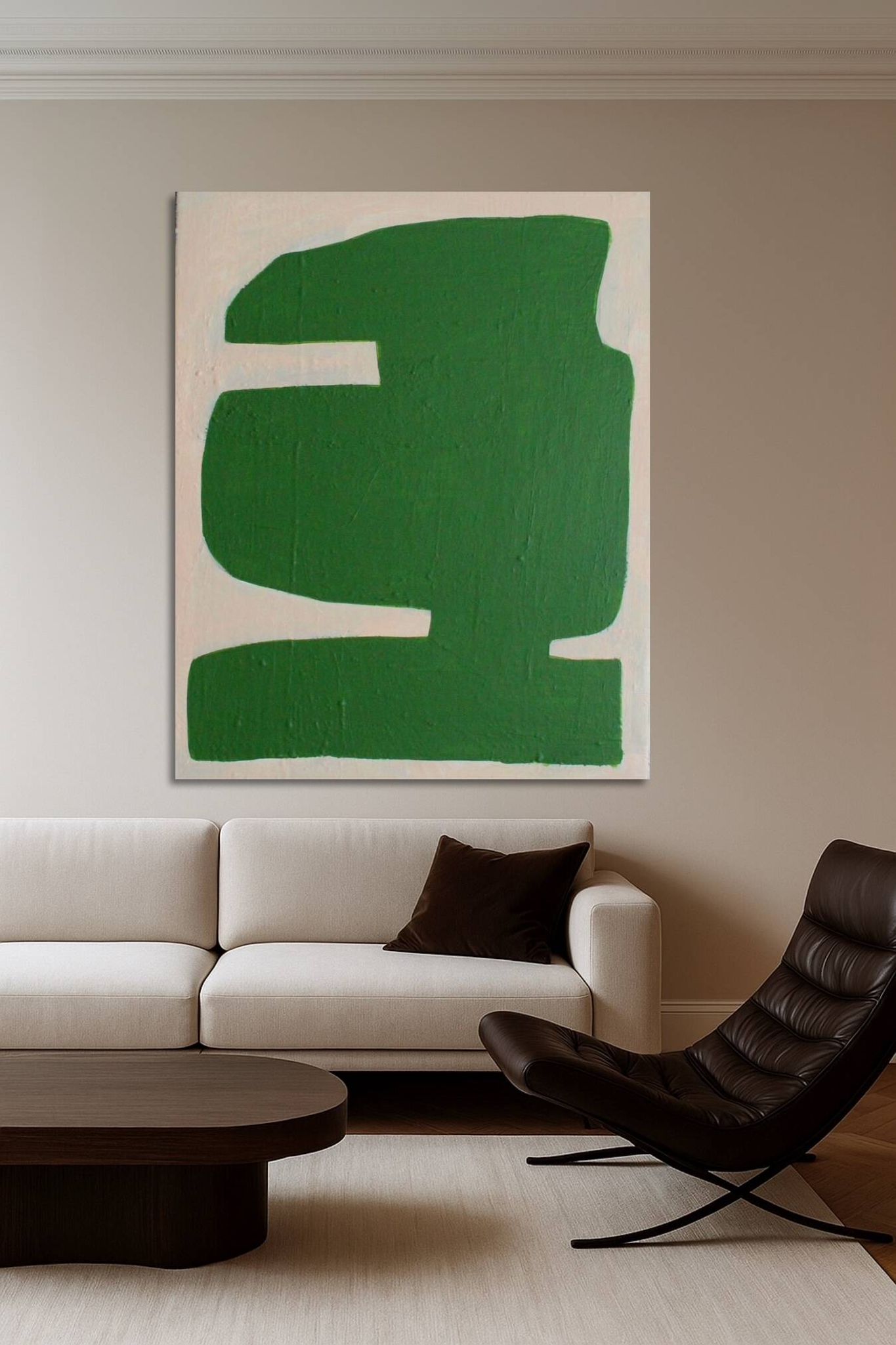 Large minimalist canvas "Verdura" 116x89cm signed Bodasca
