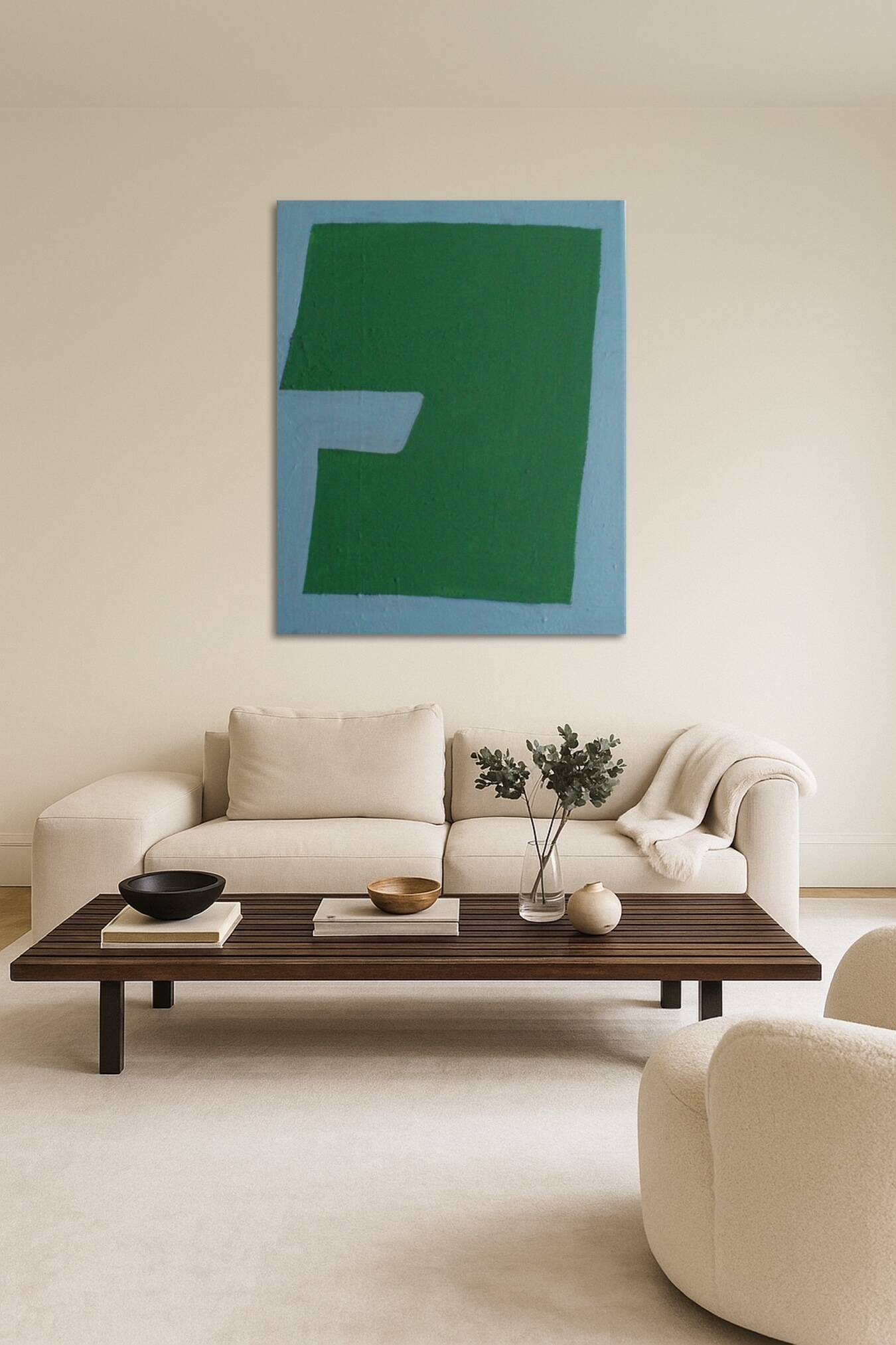 Minimalist abstract "silent contrast" blue green by Bodasca