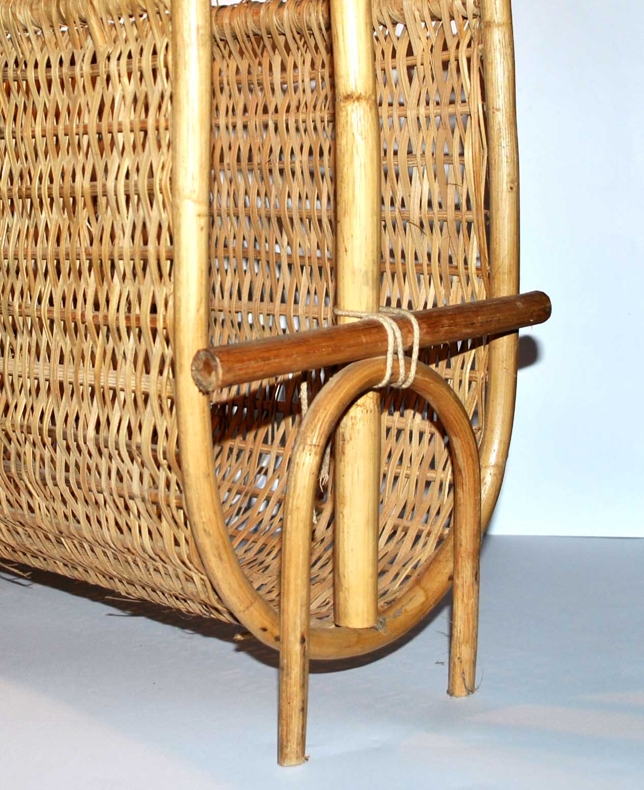 Vintage magazine holder in braided wicker and rattan
