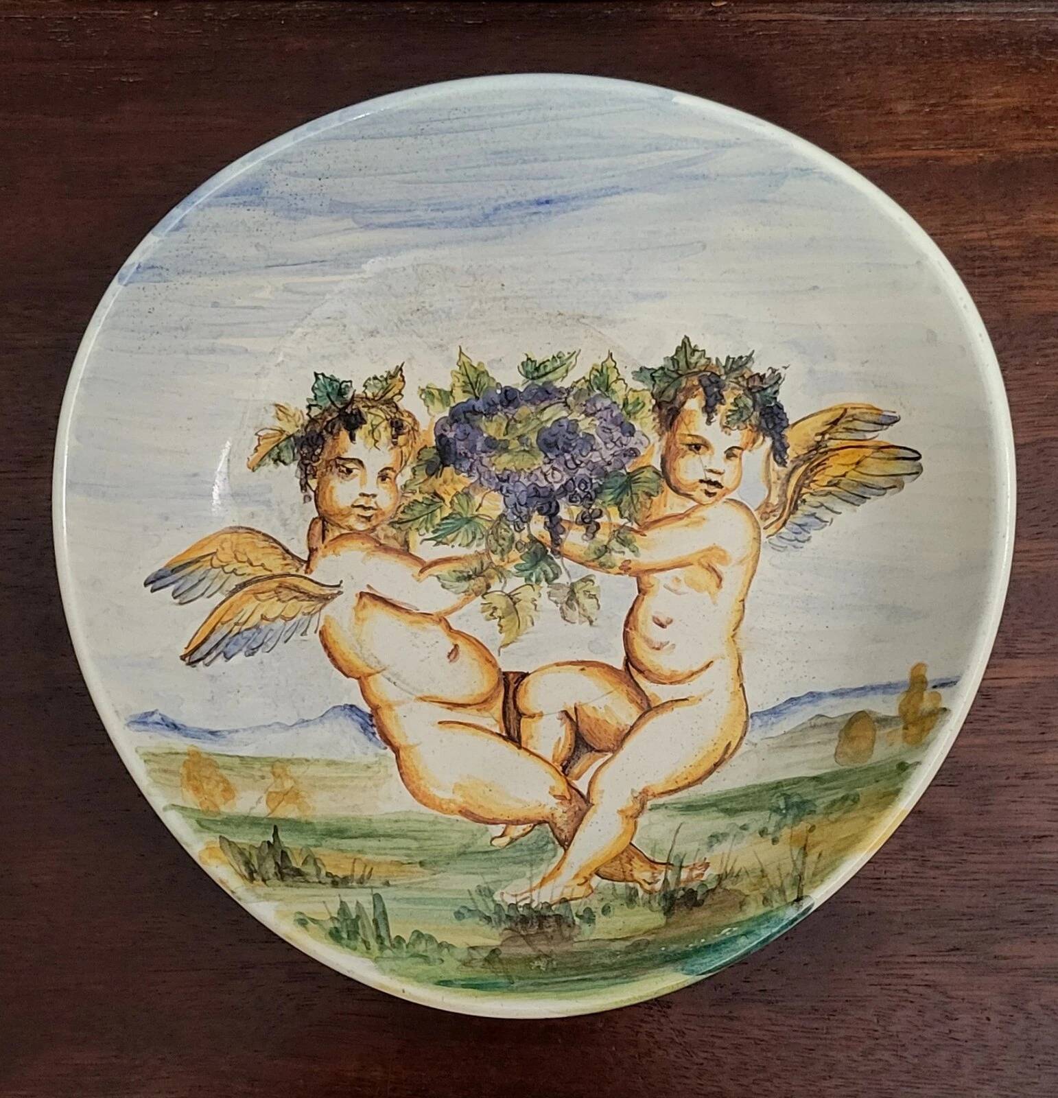 Early 20th century Italian ceramic: empty pocket with cherubs