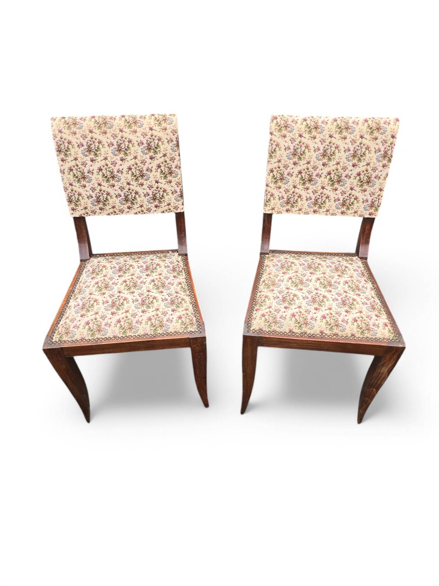 Pair of empire style chairs with floral fabric