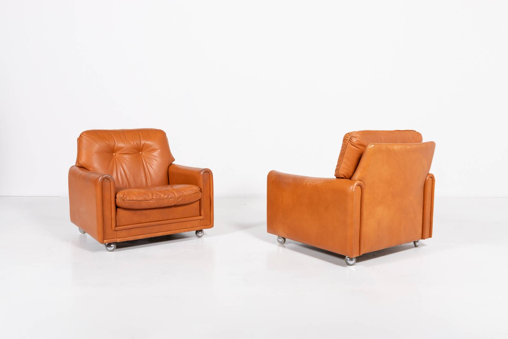 Danish Modern cognac leather armchairs from 1960’s