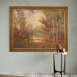 Italian painting landscape signed and dated from the 20th century